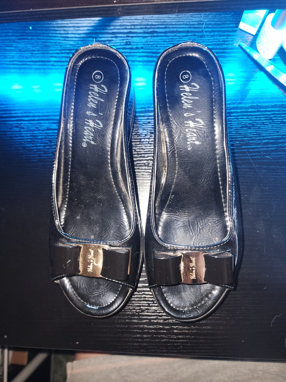 Black Peep-Toe Platform  with Bow